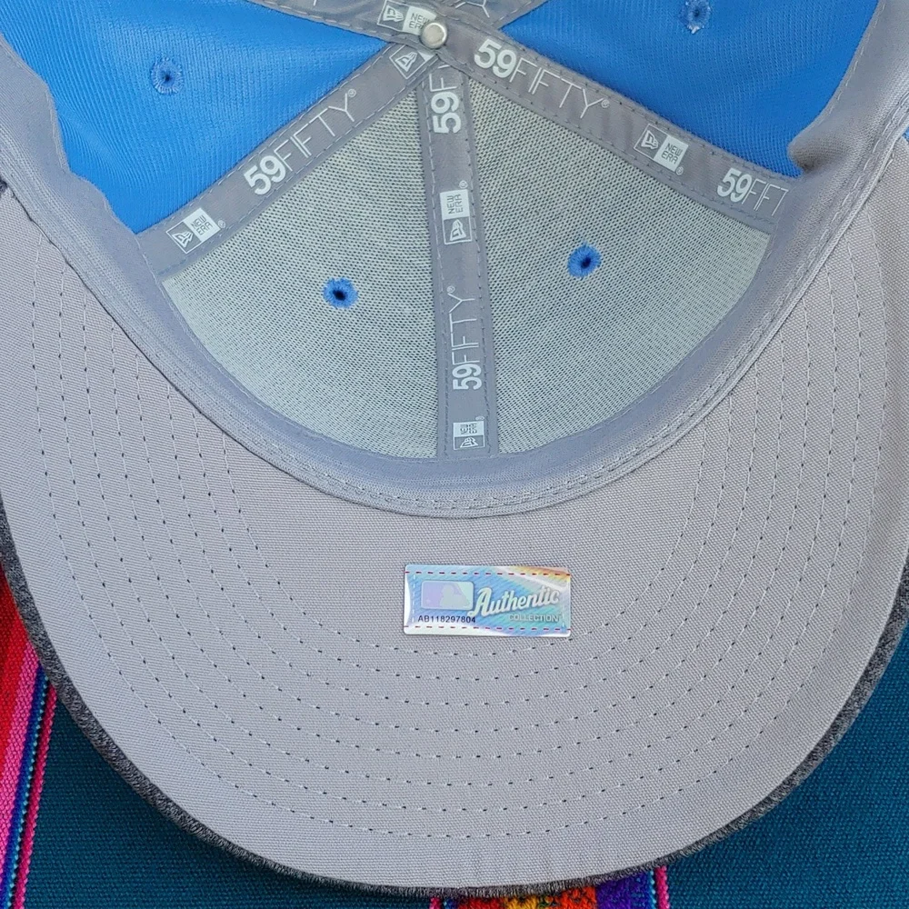 New Era Dodgers 59FIFTY Low Profile 7 7/8 Fitted Baseball Cap Light-Dark Blue - Picture 7 of 16